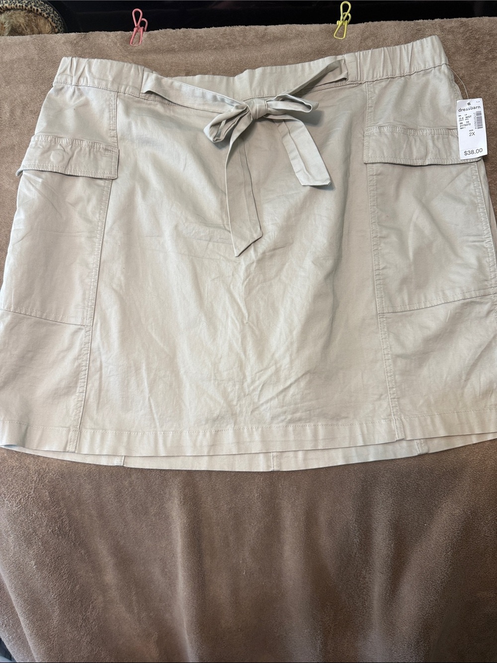 Westport Beige Tie-Waist Utility Skort